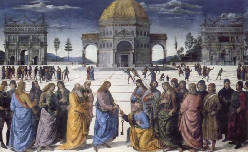 Pietro Perugino christ giving the keys to st.peter Germany oil painting art
